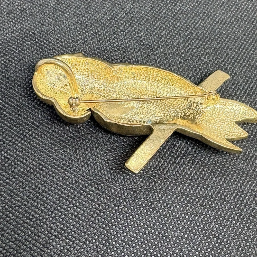 VTG TSL‎ Parrot Bird Rhinestones Brooch Pendant Multi Enamel Costume Jewelry